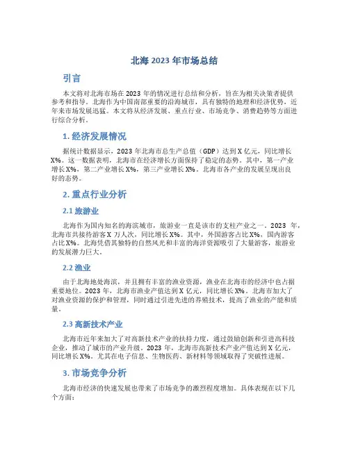 北海2023年市场总结