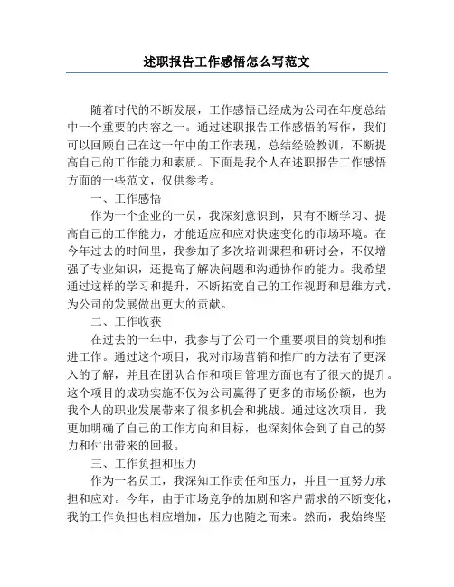 述职报告工作感悟怎么写范文