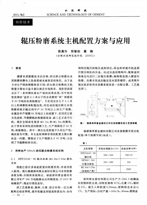 辊压粉磨系统主机配置方案与应用
