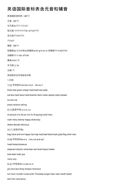 英语国际音标表含元音和辅音