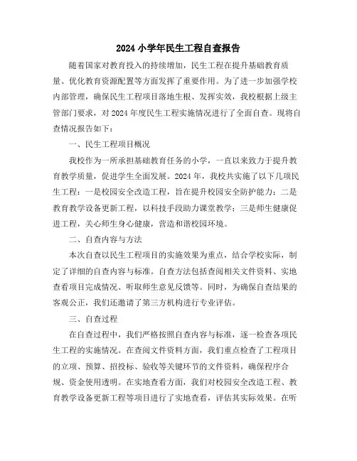 2024小学年民生工程自查报告