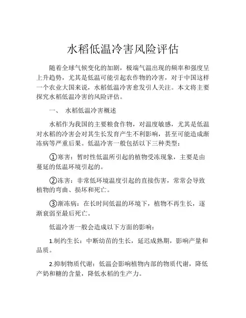水稻低温冷害风险评估