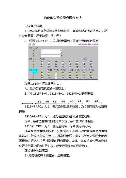 FANUC系统原点设定方法