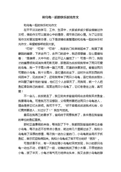 和乌龟一起的快乐时光作文