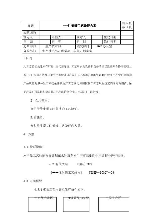注射液工艺验证方案