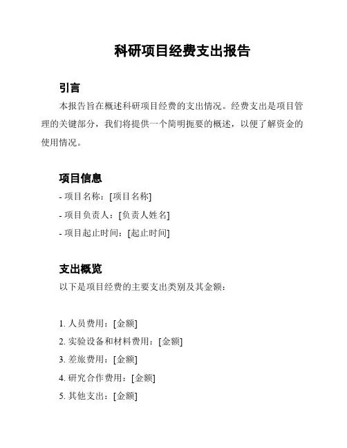 科研项目经费支出报告