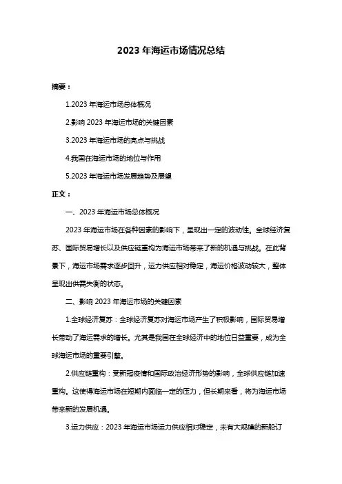 2023年海运市场情况总结