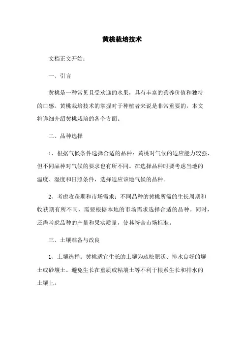 黄桃栽培技术