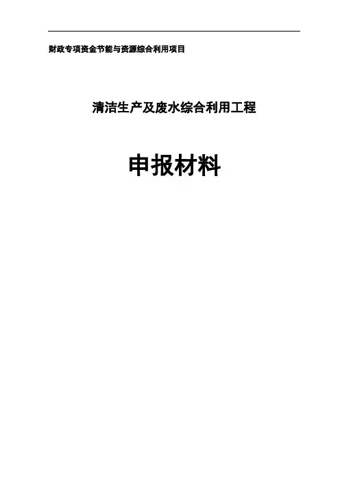 清洁生产资金申请报告