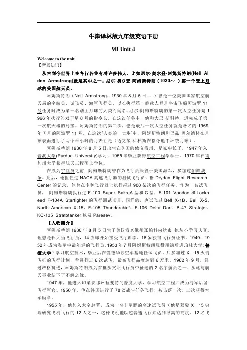 牛津译林版九年级英语下册 Unit 4 全单元导学案