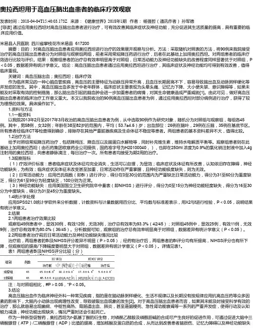 奥拉西坦用于高血压脑出血患者的临床疗效观察