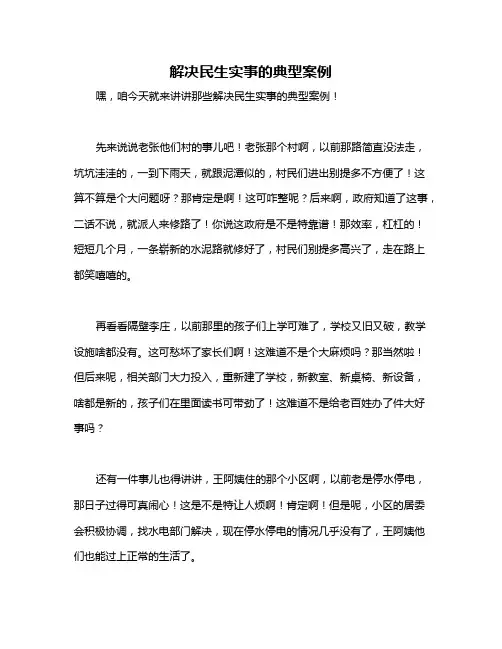 解决民生实事的典型案例
