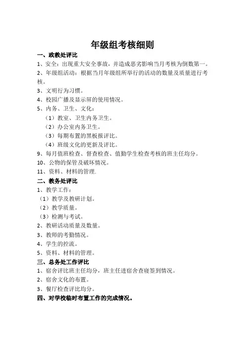 学校年级组考核细则(实用可操作)