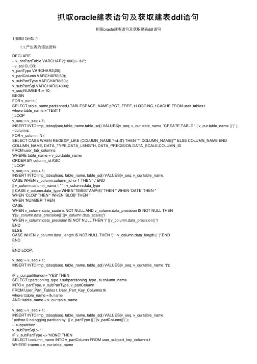 抓取oracle建表语句及获取建表ddl语句
