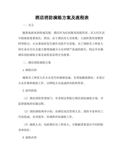 酒店消防演练方案及流程表