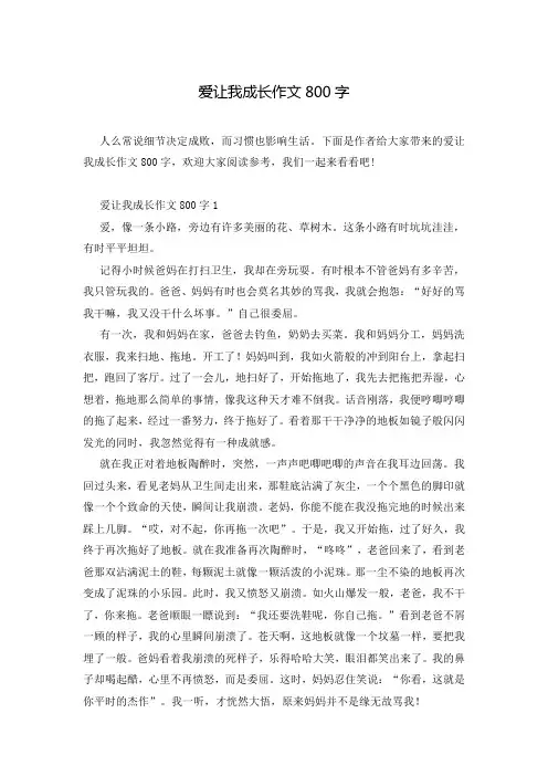 爱让我成长作文800字