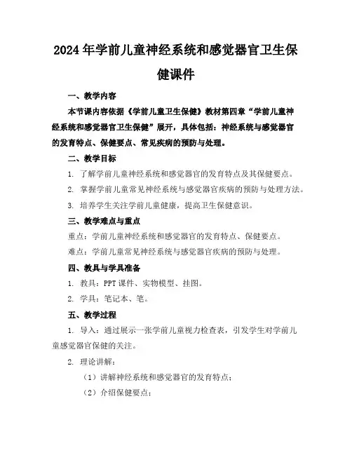 2024年学前儿童神经系统和感觉器官卫生保健课件