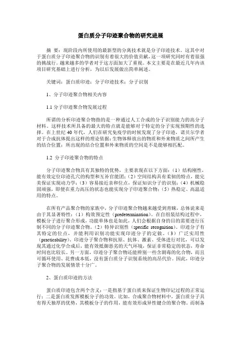 蛋白质分子印迹聚合物的研究进展