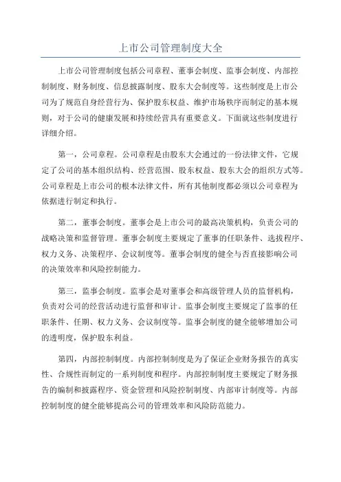 上市公司管理制度大全