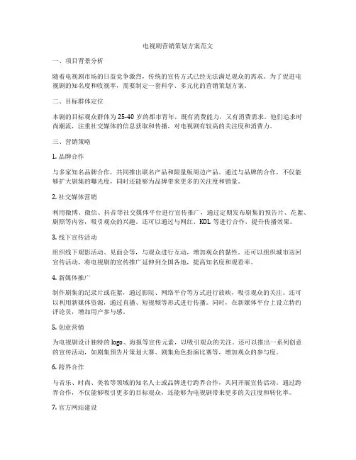 电视剧营销策划方案范文