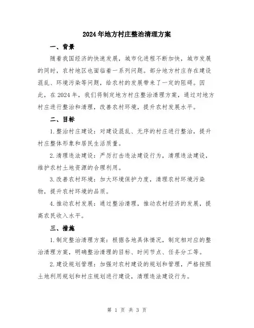 2024年地方村庄整治清理方案