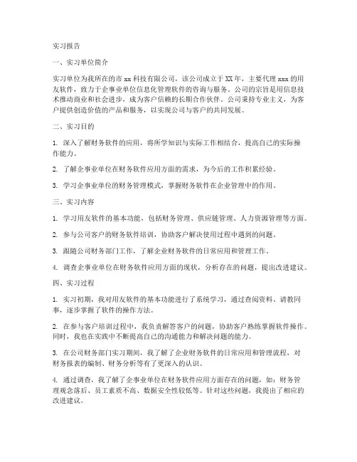 财务软件应用实习报告
