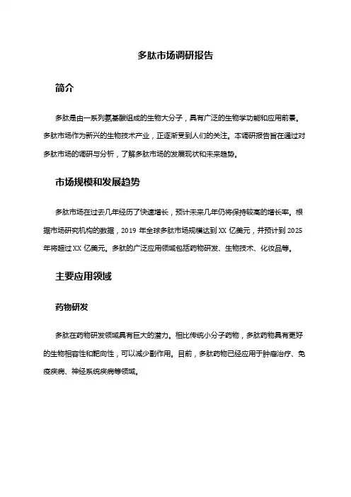 2024年多肽市场调研报告