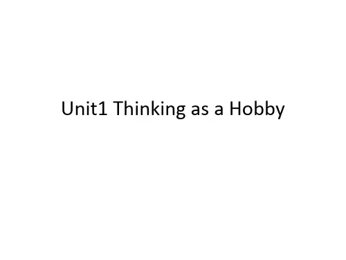 Unit1 Thinking as a Hobby