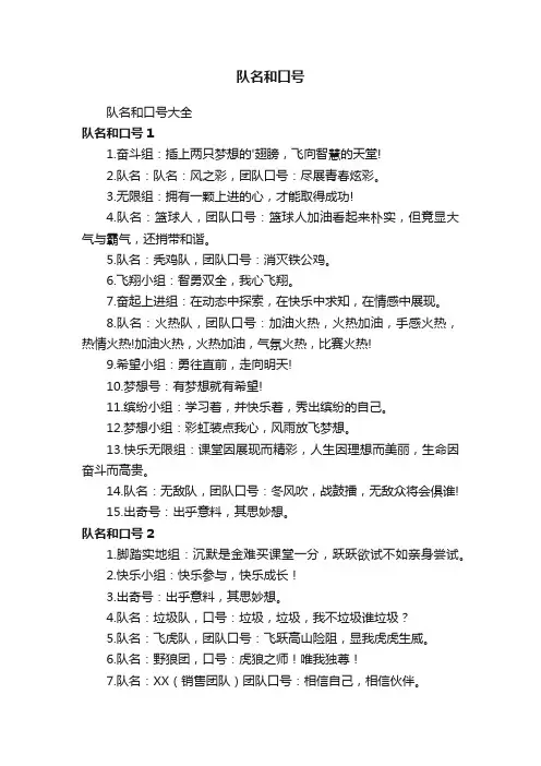 队名和口号