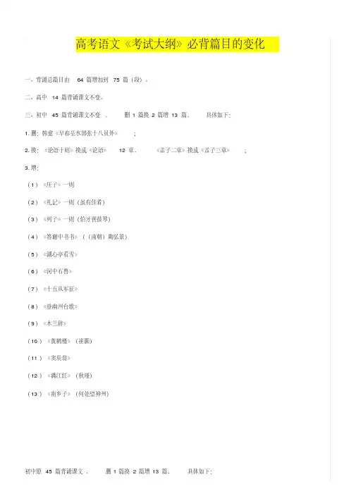 版高考语文必背篇目75篇段