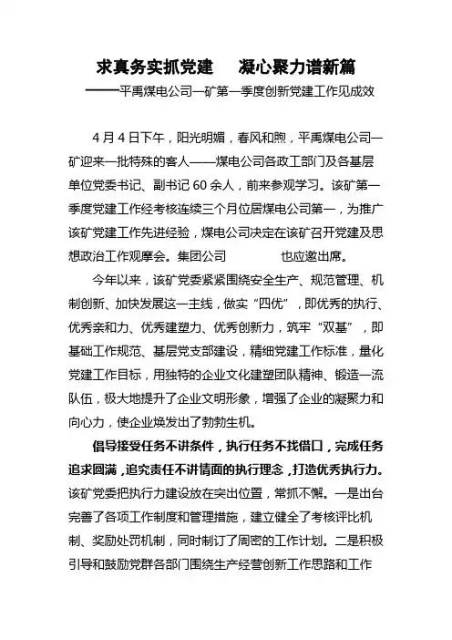 求真务实抓党建   凝心聚力谱新篇