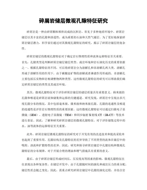 碎屑岩储层微观孔隙特征研究