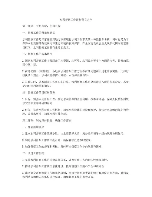 水利督察工作计划范文大全