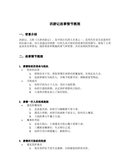 西游记故事情节梳理表格