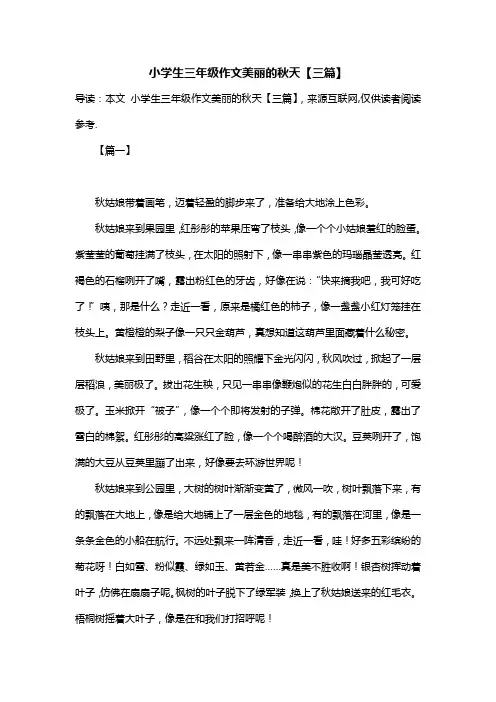 小学生三年级作文美丽的秋天【三篇】