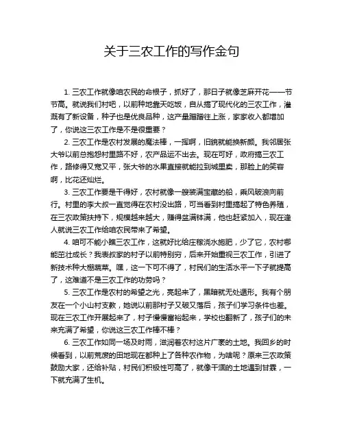 关于三农工作的写作金句
