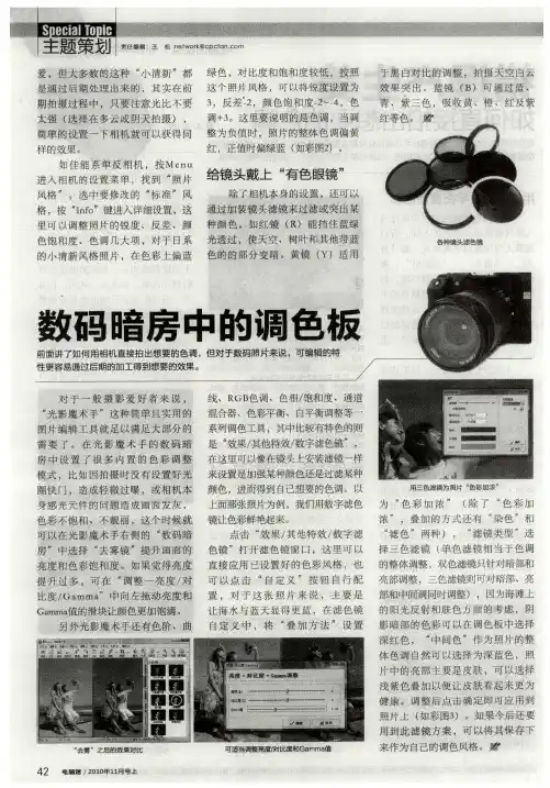 数码暗房中的调色板