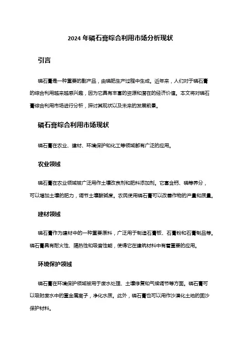 2024年磷石膏综合利用市场分析现状