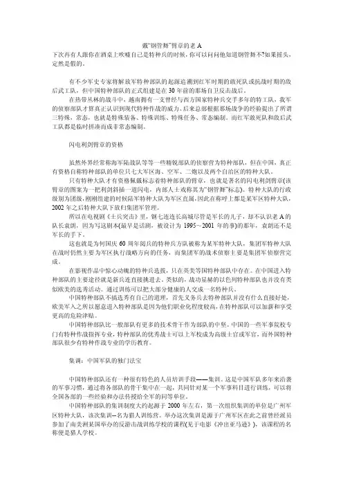 戴“钢管舞”臂章的老A