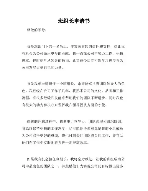 班组长申请书