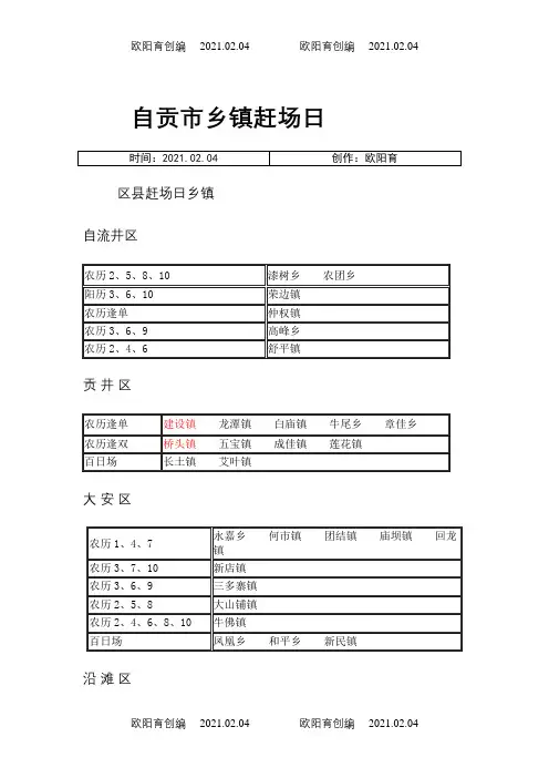 自贡市乡镇赶场日之欧阳育创编