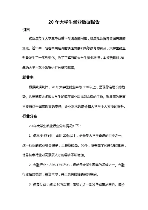 20年大学生就业数据报告