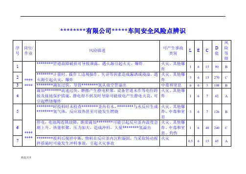 安全风险辨识表