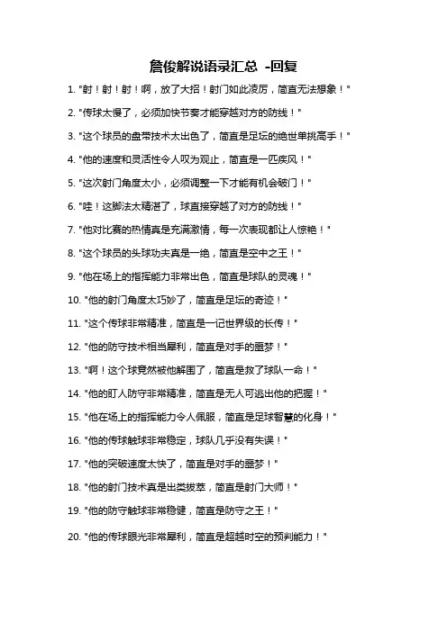 詹俊解说语录汇总 -回复