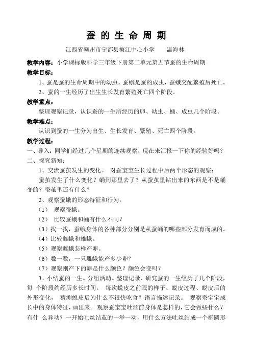 蚕 的 生 命 周 期