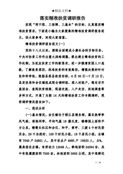 落实精准扶贫调研报告