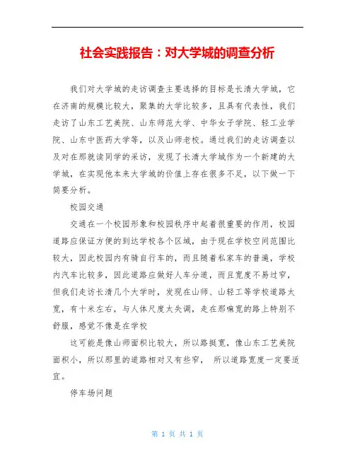 社会实践报告：对大学城的调查分析