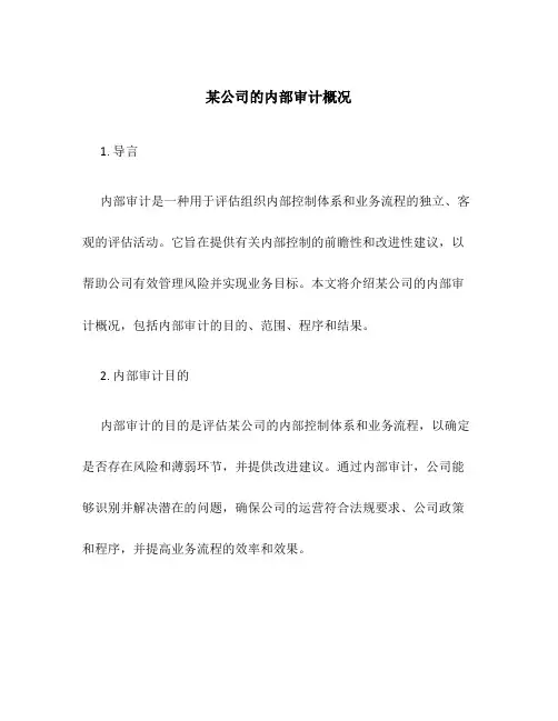 某公司的内部审计概况