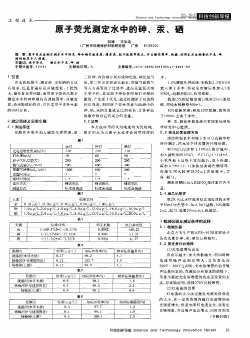 原子荧光测定水中的砷、汞、硒