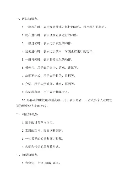 冀教版七年级下英语知识点总结